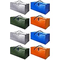 8 Pack Heavy Duty Extra Large Moving Bags with Backpack Straps - Strong Handles & Zippers, Storage Totes For Space Saving, Fold Flat, Alternative to Moving Box (Set of 8, Multicolored)