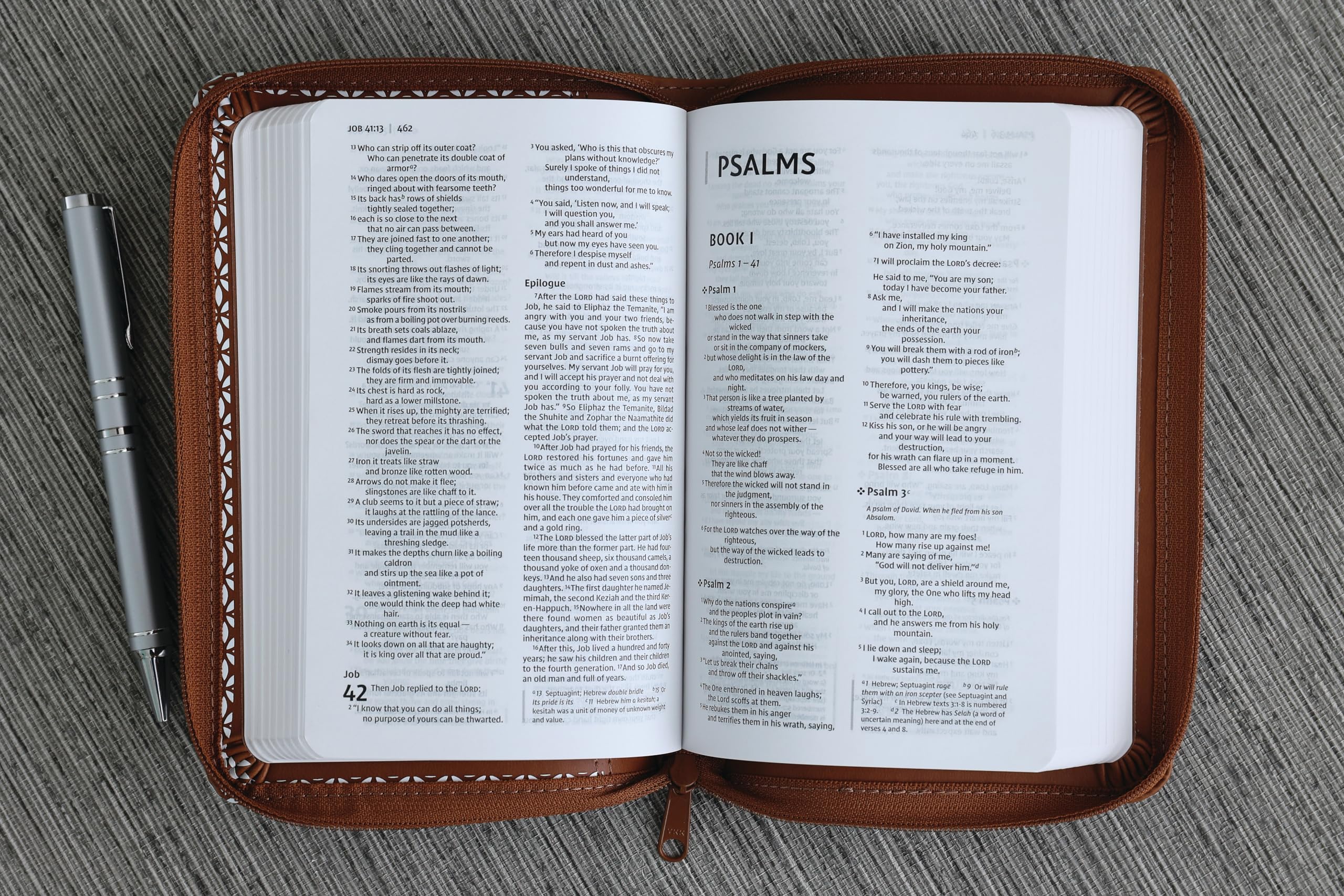 NIV, Thinline Bible, Compact, Leathersoft, Brown/White, Zippered, Red Letter, Comfort Print