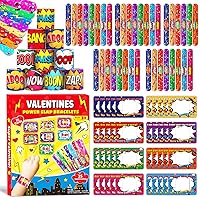35 Pack Valentines Day Slap Bracelets with 35 Valentines Superhero Cards Slap Wristband for Valentine's Day Party Favors, Kids School Supplies, Game Prizes and Exchanging Gifts