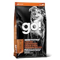 GO! SOLUTIONS Sensitivities – Venison Recipe – Limited Ingredient Dog Food, 22 lb – Grain Free Dog Food for All Life Stages – Dog Food to Support Sensitive Stomachs