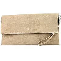 Modamoda de - ital. Leather bag Clutch Underarm bag Evening bag City bag suede T151, Colour:sandy colors