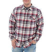 Men's Buck Camp Flannel, Long Sleeve Plaid Button Down Casual Shirt, Corduroy Cuffs