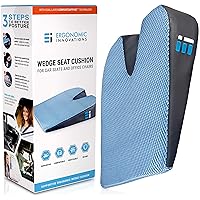 Ergonomic Innovations Memory Foam Car Seat Cushion for Car Seat Driver, Trucks, Driving, Wedge Shaped Seat Pillow, Office Chair Cushion for Back Pain, Sciatica, Posture - Large Size ‎17.5 x 15 x 3.5