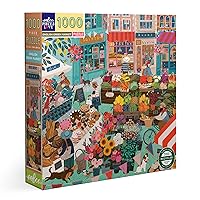 eeBoo Piece & Love: English Green Market - 1000 Piece Puzzle - Adult Square Jigsaw, 23x23, Includes Image Reference Insert, Pieces