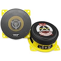 Pyle Car Two Way Speaker System-Pro 4 Inch 140 Watt 4 Ohm Mid Tweeter Component Audio Sound Coaxial Speakers For Car Stereo w/20 Oz Magnet,1.85” Mount Depth Fits Standard OEM-Pyle PLG4.2(Pair),Yellow