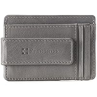 Alpine Swiss Harper Mens RFID Slim Money Clip Front Pocket Wallet Minimalist Leather ID Card Holder Gray