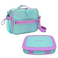 Bentgo Prints Insulated Lunch Bag Set With Kids Bento-Style Lunch Box (Mermaid Scales)