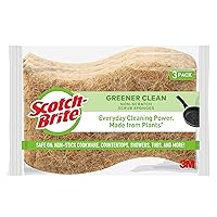 Scotch-Brite Greener Clean Non-Scratch Scrub Sponge, Natural Fiber 3 ea (Pack of 6)