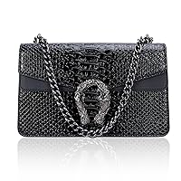 Aiqudou Quilted Satchel and Crossbody Bag for Women - PU Leather Shoulder Bag  Chain Bags Square Bags(Black): Handbags