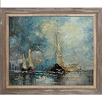 ArtistBe Boats by Justyna Kopania Framed Hand Painted Oil Reproduction