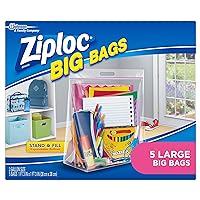 Ziploc Big Bags Clothes and Blanket Storage Bags for Closet Organization, Protects from Moisture, Large, 5 Count