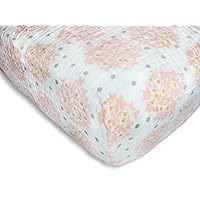 SwaddleDesigns Softest Cotton Muslin Fitted Crib Sheet/Toddler Sheet for Baby Boy & Girl, Pink Heavenly Floral
