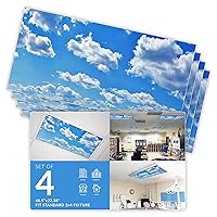 OCTO LIGHTS Fluorescent Light Covers for Classroom Office - Eliminate Harsh Glare Causing Eyestrain and Headaches. Office & Classroom Decorations - Cloud 001-4pk