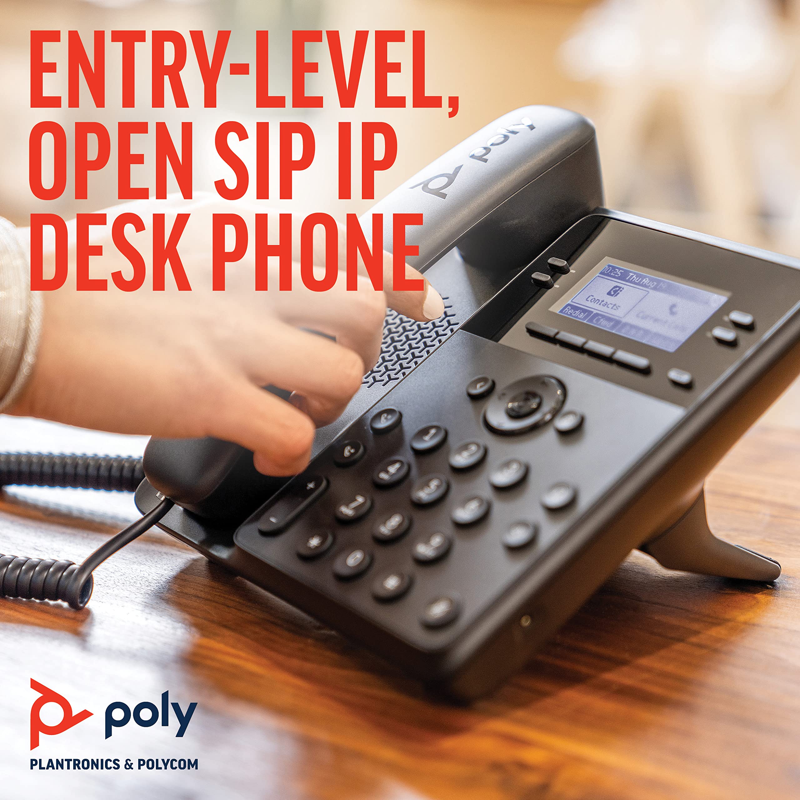 Poly Edge B30 IP Desk Phone, PoE (Polycom) - Open SIP - Connect to 16 Lines - Power Over Ethernet - Acoustic Fence Technology - RJ9 and 3.5mm Headset Ports - Illuminated Keys Where You Need Them