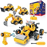 Lil Builders Take Apart Construction Toy for Kids - 4-in-1 Take Apart Truck with Drill, 34pc RC Truck STEM Toy Construction Vehicle Building Take Apart Toys with Electric Drill Remote Control