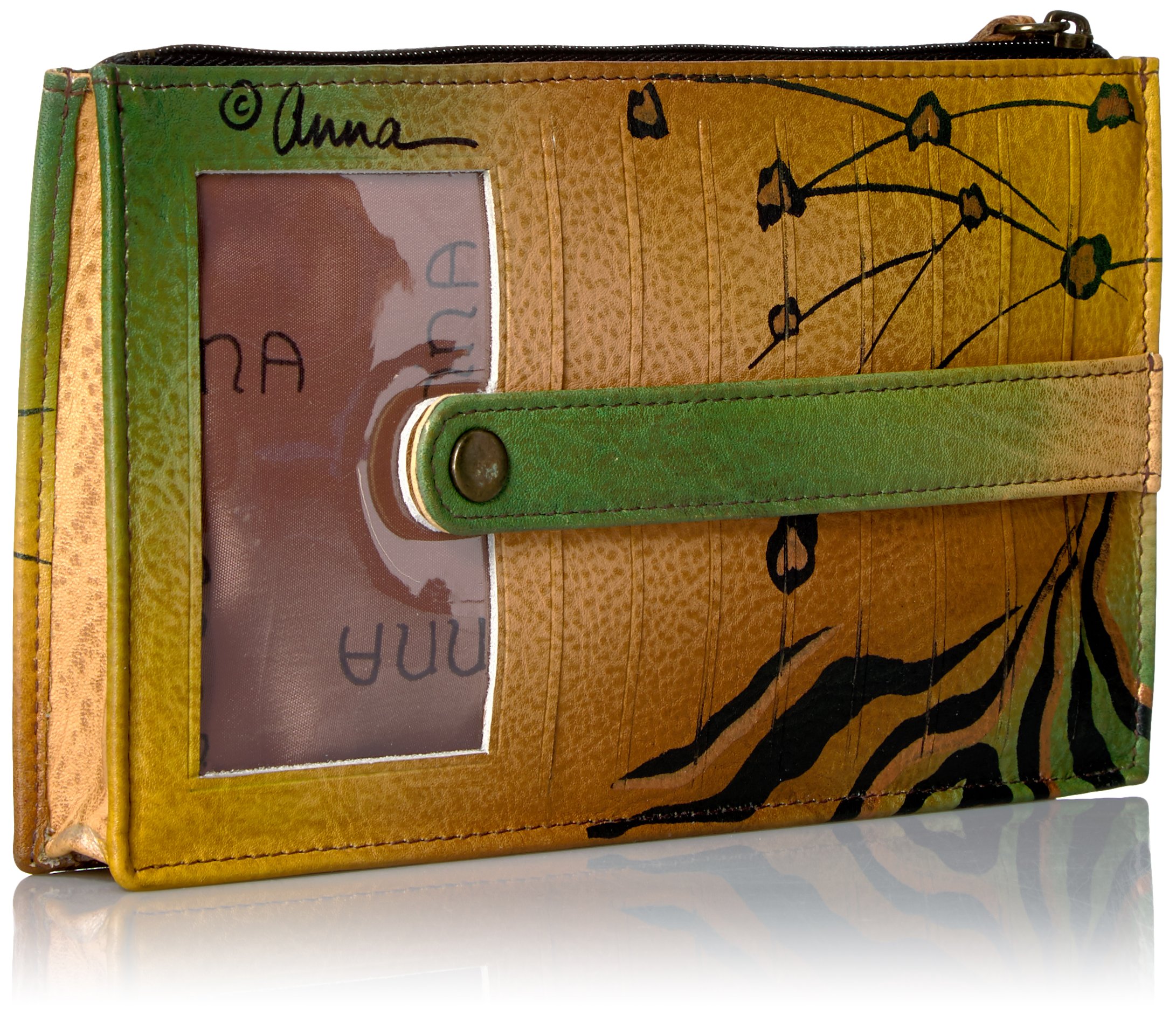Anna by Anuschka Women's Hand Painted Genuine Leather Organizer Wallet - Animal Butterfly