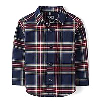 The Children's Place Boys' and Toddler Poplin Long Sleeve Button Down Shirt