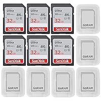 SanDisk 32GB Ultra SDHC UHS-I Class 10 Memory Card 120MB/s U1, Full HD, SD Camera Card SDSDUN4-032G-GN6IN (6 Pack) Bundle with (6) GoRAM Plastic Cases