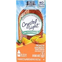 Crystal Light On The Go Peach Mango With Caffeine Drink Mix, 10-Packet Box (Pack of 8)