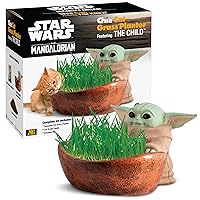 Chia Cat Grass Planter - Star Wars The Mandalorian The Child – Healthy Treat for Your Cat - Decorative Pottery Planter, Easy to Do and Fun to Grow, Novelty Gift, Perfect for Any Occasion.