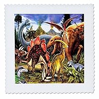 3dRose qs_4102_1 Dinosaurs Quilt Square, 10 by 10-Inch