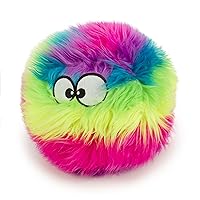 goDog Furballz Squeaky Plush Ball Dog Toy, Chew Guard Technology - Rainbow, Large