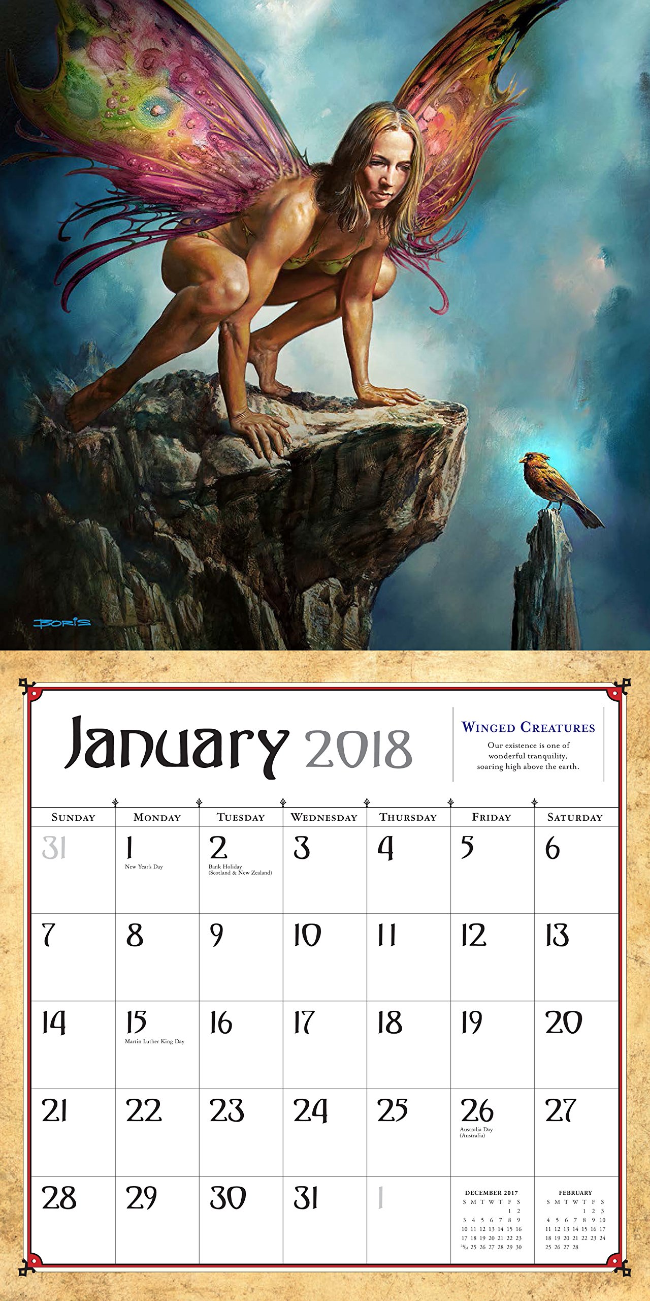 Boris Vallejo & Julie Bell's Fantasy Wall Calendar 2018