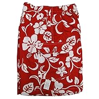 Classic Hibiscus Boy's Elastic Waist Flap Pocket Cargo Hawaiian Shorts