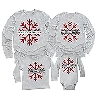 Red Plaid Snowflake Personalized Christmas Matching Family Long Sleeve Shirt