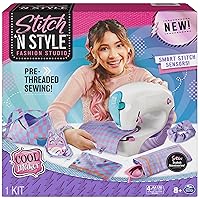 Cool Maker, Stitch ‘N Style Fashion Studio, Pre-Threaded Sewing Machine Toy, Fabric & Water Transfer Prints, Arts & Crafts for Kids