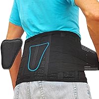 AVESTON Back Brace for Lower Back Pain Relief 6 ribs Belt with Lumbar Pad Support for Men/Women Light Thin Orthopedic Rigid Adjustable Brace Herniated Disc - Circumference 37 – 45