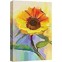 wall26 Canvas Print Wall Art Watercolor Smudge Effect Yellow Sunflower Floral Botanical Illustrations Modern Art Rustic Scenic Colorful Multicolor for Living Room, Bedroom, Office - 12