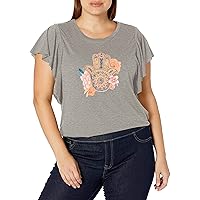 Jessica Simpson Women's Yara Cutie Ruffle Sleeve Graphic Tee Shirt