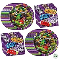 Teenage Mutant Ninja Turtle Party Decorations | 16 Plates & 16 Napkins | Officially Licensed | NInja Turtle Birthday Party Supplies | TMNT Mutant Mayhem Movie