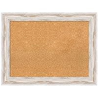 Amanti Art Natural Cork Board for Wall (33 x 25) Bulletin Board with Alexandria White Wash White Wood Frame, Medium Cork Board for Office, Cottage Corkboard for Wall, Pin Board from WI, USA