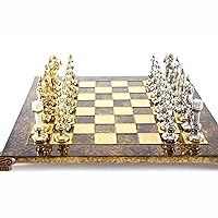 Renaissance Chess Set - Brass&Nickel - Brown Chess Board