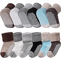 SDBING Baby Boys Girls Grips Socks Infant Toddlers Kids Non Slip Warm Thick Cotton Ankle Crew Socks with Grippers