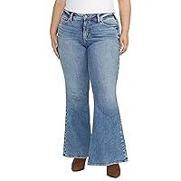 Silver Jeans Co. Women's Plus Size Suki Mid Rise Curvy Fit Flare Leg Jeans-Legacy