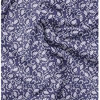 Soimoi Minky Purple Fabric by The Yard - 56 Inch Wide - Leaves & Lotus Floral Print Material - Tranquil and Botanical Designs for Stylish Creations Printed Fabric-Wm1r