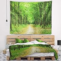 Designart ' Pathway in Green Forest' Landscape Photography Tapestry Blanket Décor Wall Art for Home and Office x Large: 92 in. x 78 in