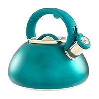 Primula Avalon Whistling Stovetop Tea Kettle Food Grade Stainless Steel Wide Mouth, Fast to Boil, Cool Touch Handle, 2.5-Quart, Teal