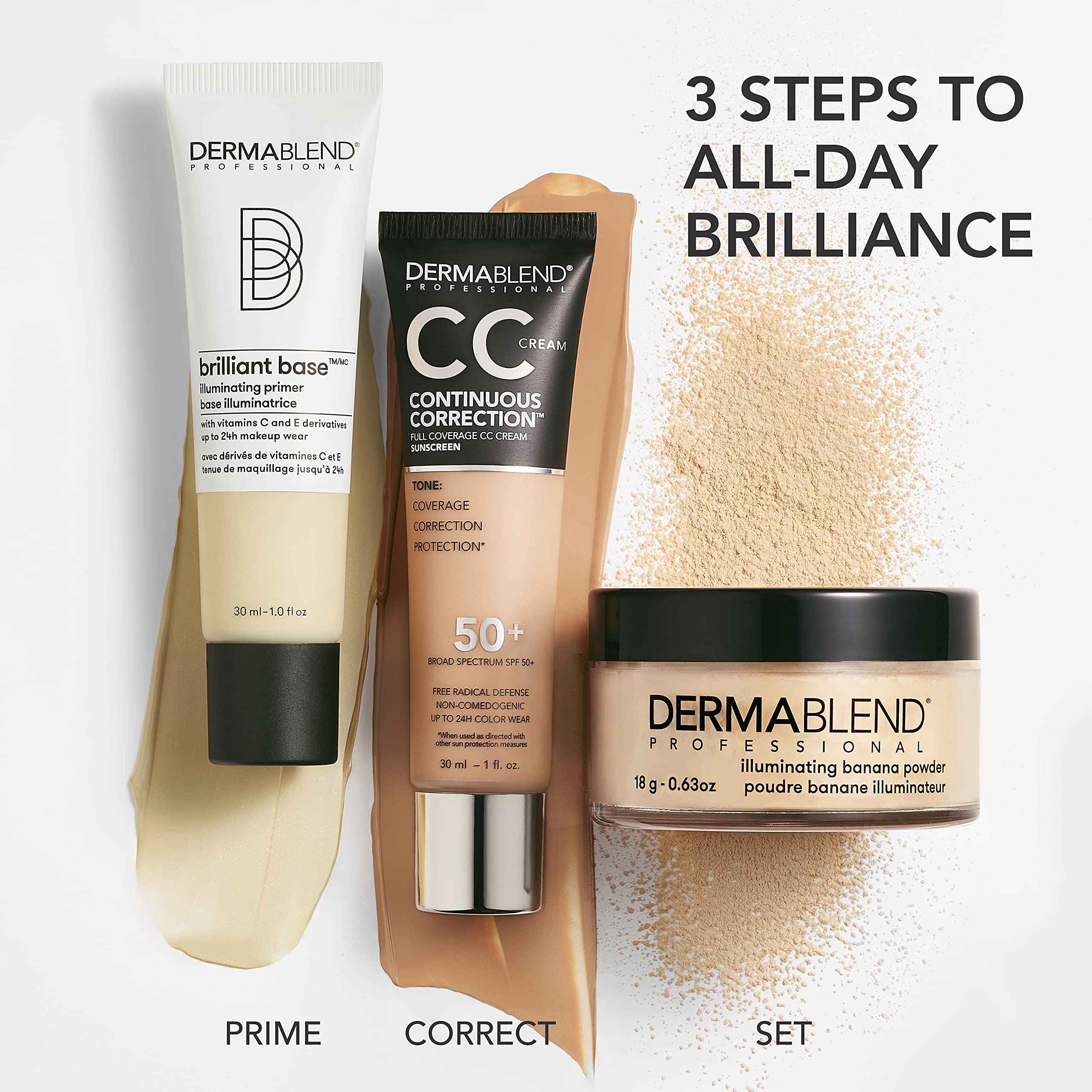 Dermablend Brilliant Base Illuminating Primer Face Makeup - Formulated with Niacinamide, Shea Butter, and Glycerin, Enriched with Vitamin C and E Derivatives, Provides Long Lasting Radiance, 1 Fl Oz