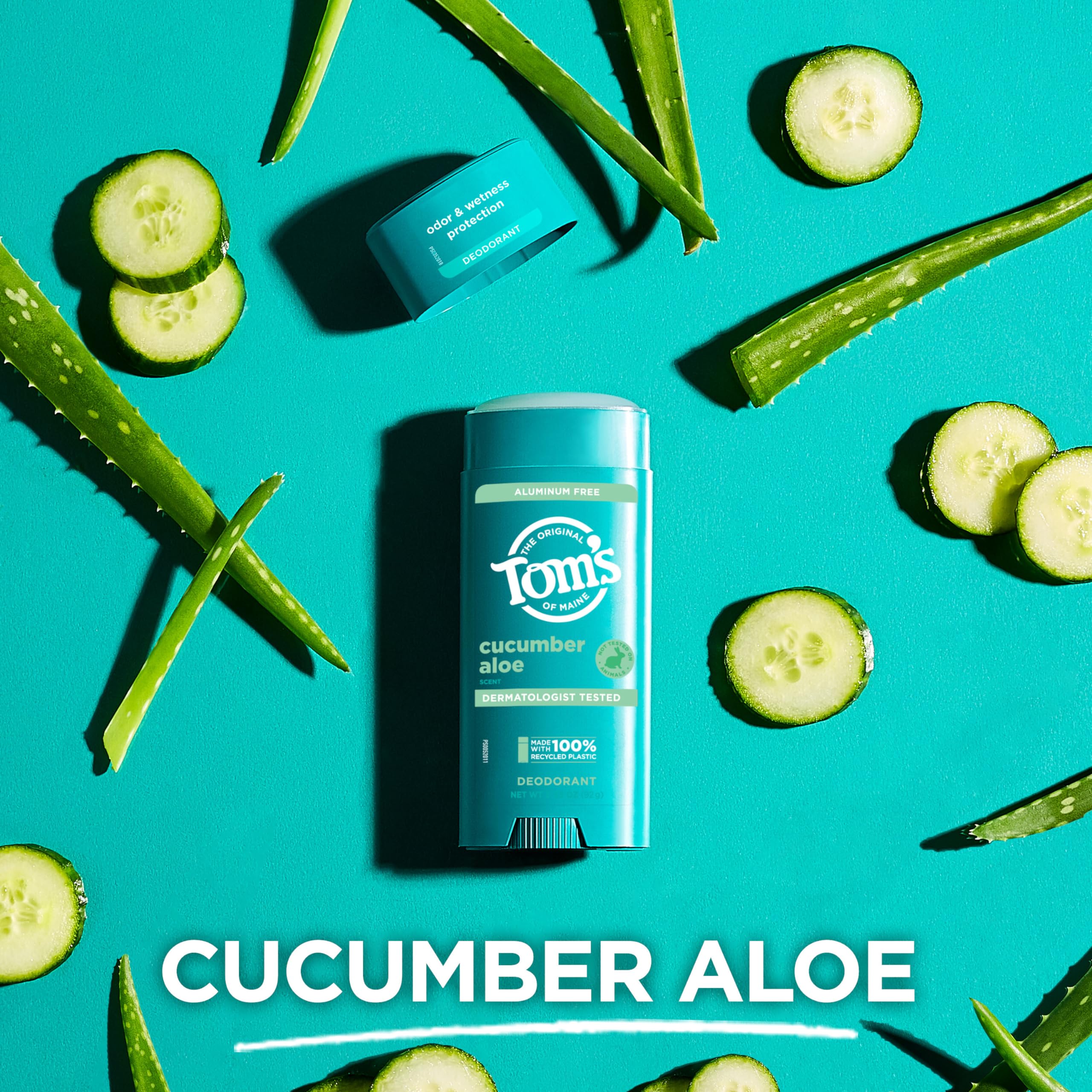 Tom’s of Maine Cucumber Aloe Natural Deodorant for Women and Men, Aluminum Free, 3.25 oz