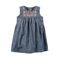 Carter's Baby Girls' Embroidered Chambray Dre