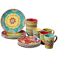Certified International Tunisian Sunset, Service for 4 Dinnerware, Dishes, 16 pc Set, Multicolored