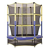 Machrus Bounce Galaxy 60 Inch Indoor Trampoline with Safety Net Enclosure, Spring-Free Enclosed Mini Trampoline for Toddlers, & Kids with Bonus Stuffed Toy and Keychain