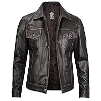 Decrum Leather Jacket For Men - Real Lambskin Vintage Trucker Mens Leather Jackets
