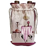 3dRose Beverly Turner Invitation Design - Tea Party Invitation Tea Party Room Pink - Wine Bag (wbg_23878_1)