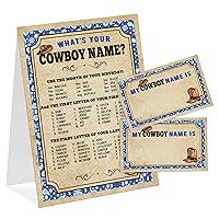 Cowboy Theme What's You Cowboy Name Game, Baby Shower Game Stickers, Birthday Game, Party Decoration, Activity Game for Office or Class, Package Contains 1 Sign and 30 Name Stickers(wyn20)