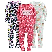 Simple Joys by Carter's Toddlers and Baby Girls' Snug-Fit Footed Cotton Pajamas, Pack of 3